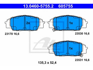 ATE 13.0460-5755.2 stabdžių trinkelių rinkinys, diskinis stabdys 
 Techninės priežiūros dalys -> Papildomas remontas
45022-S2A-E01, 45022-S2A-E50, 45022-S5T-E00