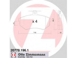 ZIMMERMANN 20778.196.1 stabdžių trinkelių rinkinys, diskinis stabdys 
 Techninės priežiūros dalys -> Papildomas remontas
437 698 151, 440 615 116 A, 440 698 151 A