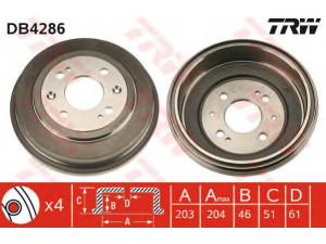 TRW DB4286 stabdžių būgnas 
 Stabdžių sistema -> Būgninis stabdys -> Stabdžių būgnas
42610SK3E10