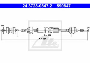 ATE 24.3728-0847.2 sankabos trosas 
 Dviratė transporto priemonės -> Kabeliai ir tachometro velenaai -> Sankabos trosas
2150 N2, 2150 W4