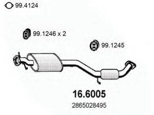 ASSO 16.6005 vidurinis duslintuvas 
 Išmetimo sistema -> Duslintuvas
2865028410, 2865028483, 2865028485