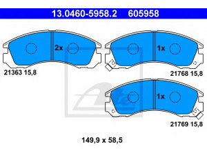 ATE 13.0460-5958.2 stabdžių trinkelių rinkinys, diskinis stabdys 
 Techninės priežiūros dalys -> Papildomas remontas
4253 88, 4254 30, 4605A492, MB858400