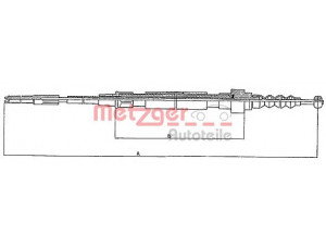 METZGER 10.742 trosas, stovėjimo stabdys 
 Stabdžių sistema -> Valdymo svirtys/trosai
191 609 721A