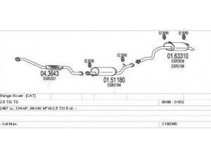 MTS C180046001529 išmetimo sistema 
 Išmetimo sistema -> Išmetimo sistema, visa