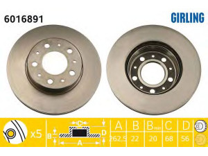 GIRLING 6016891 stabdžių diskas 
 Stabdžių sistema -> Diskinis stabdys -> Stabdžių diskas
13599063