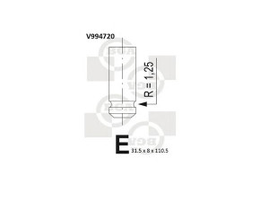 BGA V994720 išleidimo vožtuvas 
 Variklis -> Variklio uždegimo laiko reguliavimo kontrolė -> Vožtuvų eilė -> Vožtuvai/dalys
7701469193, 7701469371