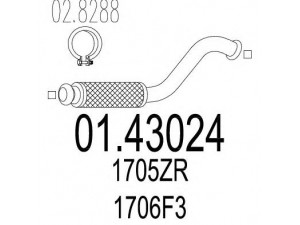 MTS 01.43024 išleidimo kolektorius 
 Išmetimo sistema -> Išmetimo vamzdžiai
1705ZR, 1706F3, 1706V1, 1705ZR
