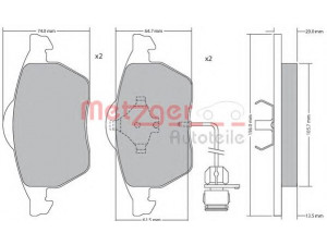 METZGER 1170225 stabdžių trinkelių rinkinys, diskinis stabdys 
 Techninės priežiūros dalys -> Papildomas remontas
3A0 615 115, 4A0 615 116A, 4A0 698 151