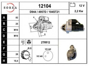 EAI 12104 starteris 
 Elektros įranga -> Starterio sistema -> Starteris
6611513801, 6611514101, 8000203
