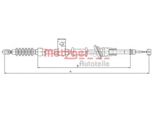 METZGER 10.8222 trosas, stovėjimo stabdys 
 Stabdžių sistema -> Valdymo svirtys/trosai
30850023, 30863450, 30884536