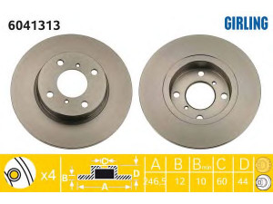 GIRLING 6041313 stabdžių diskas 
 Stabdžių sistema -> Diskinis stabdys -> Stabdžių diskas
4700711, 9193872, 5531183E00, 5531183E00000