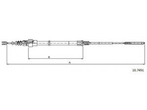 CABOR 10.7491 trosas, stovėjimo stabdys 
 Stabdžių sistema -> Valdymo svirtys/trosai
3A0609721A, 3A0609721C