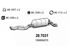 ASSO 28.7031 galinis duslintuvas 
 Išmetimo sistema -> Duslintuvas
1264904215, 1264906015