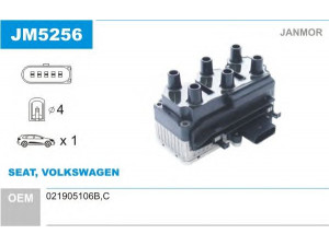 JANMOR JM5256 ritė, uždegimas 
 Kibirkšties / kaitinamasis uždegimas -> Uždegimo ritė
021905106B, 021905106C