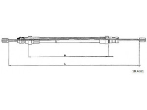 CABOR 10.4681 trosas, stovėjimo stabdys 
 Stabdžių sistema -> Valdymo svirtys/trosai
96012379