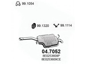 ASSO 04.7052 galinis duslintuvas 
 Išmetimo sistema -> Duslintuvas
8E0253609CE, 8E0253609P