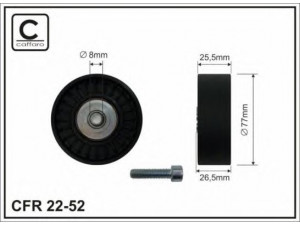 CAFFARO 22-52 kreipiantysis skriemulys, V formos rumbuotas diržas 
 Diržinė pavara -> V formos rumbuotas diržas/komplektas -> Laisvasis/kreipiamasis skriemulys
074 145 278 C, 074 145 278 C