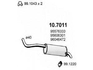 ASSO 10.7011 galinis duslintuvas 
 Išmetimo sistema -> Duslintuvas
95576333, 95606301, 96046472