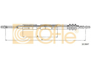 COFLE 10.9847 trosas, stovėjimo stabdys 
 Stabdžių sistema -> Valdymo svirtys/trosai
6314201285, 6314202185, A6314201285