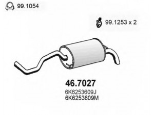 ASSO 46.7027 galinis duslintuvas 
 Išmetimo sistema -> Duslintuvas
6K6253609J, 6K6253609M