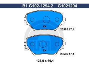 GALFER B1.G102-1294.2 stabdžių trinkelių rinkinys, diskinis stabdys 
 Techninės priežiūros dalys -> Papildomas remontas
04465-42071, 04465-42080, 04465-42110