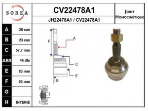 EAI CV22478A1K jungčių komplektas, kardaninis velenas