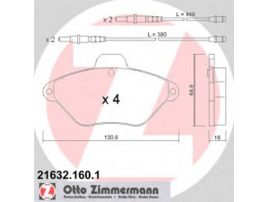 ZIMMERMANN 21632.160.1 stabdžių trinkelių rinkinys, diskinis stabdys 
 Techninės priežiūros dalys -> Papildomas remontas
425113, 425157, 95667787