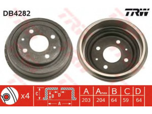 TRW DB4282 stabdžių būgnas 
 Stabdžių sistema -> Būgninis stabdys -> Stabdžių būgnas
6192490, 7098234, 93FB1126AA