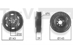 TREVI AUTOMOTIVE PC1180 skriemulys, alkūninis velenas 
 Diržinė pavara -> Dirželio skriemulys
06A105255F, 06A105255F, 06A105255F
