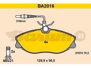 BARUM BA2016 stabdžių trinkelių rinkinys, diskinis stabdys 
 Techninės priežiūros dalys -> Papildomas remontas
4251 44, 4251 32, 4251 43, 4251 60