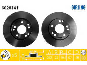 GIRLING 6028141 stabdžių diskas 
 Stabdžių sistema -> Diskinis stabdys -> Stabdžių diskas
2014211312, 2014211512, A2014211512