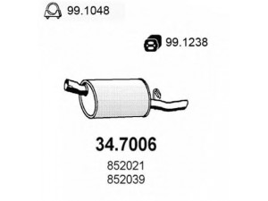 ASSO 34.7006 galinis duslintuvas 
 Išmetimo sistema -> Duslintuvas
852021, 852022, 852039, 852050
