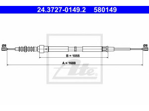 ATE 24.3727-0149.2 trosas, stovėjimo stabdys 
 Stabdžių sistema -> Valdymo svirtys/trosai
1J0 609 721 E, 1J0 609 721 E, 1J0 609 721 H