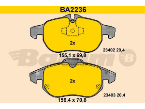 BARUM BA2236 stabdžių trinkelių rinkinys, diskinis stabdys 
 Techninės priežiūros dalys -> Papildomas remontas
71772211, 77363604, 77364224, 16 05 094