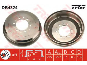 TRW DB4324 stabdžių būgnas 
 Stabdžių sistema -> Būgninis stabdys -> Stabdžių būgnas
4243160120