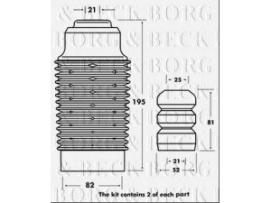 BORG & BECK BPK7056 apsauginio dangtelio komplektas, amortizatorius