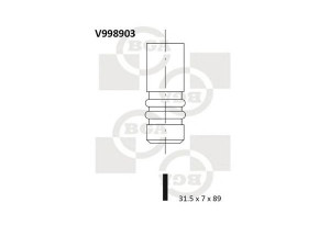 BGA V998903 išleidimo vožtuvas 
 Variklis -> Variklio uždegimo laiko reguliavimo kontrolė -> Vožtuvų eilė -> Vožtuvai/dalys
038109611E