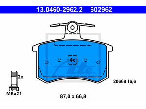 ATE 13.0460-2962.2 stabdžių trinkelių rinkinys, diskinis stabdys 
 Techninės priežiūros dalys -> Papildomas remontas
16416.26003.01/30, 16420.22413.01/00