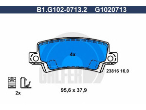 GALFER B1.G102-0713.2 stabdžių trinkelių rinkinys, diskinis stabdys 
 Techninės priežiūros dalys -> Papildomas remontas
04466-02020, 04466-02070, 04466-02160