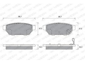 WEEN 151-2107 stabdžių trinkelių rinkinys, diskinis stabdys 
 Techninės priežiūros dalys -> Papildomas remontas
MB928314, MR205377, MR389565, MR389569