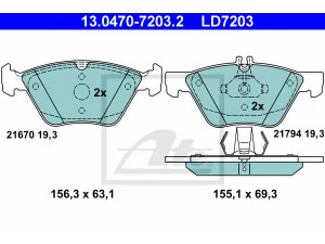 ATE 13.0470-7203.2 stabdžių trinkelių rinkinys, diskinis stabdys 
 Techninės priežiūros dalys -> Papildomas remontas
003 420 83 20, 004 420 07 20