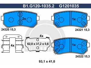 GALFER B1.G120-1035.2 stabdžių trinkelių rinkinys, diskinis stabdys 
 Techninės priežiūros dalys -> Papildomas remontas
58302-1GA00, 58302-1HA10, 58302-1JA30