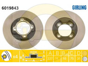 GIRLING 6019843 stabdžių diskas 
 Stabdžių sistema -> Diskinis stabdys -> Stabdžių diskas
B00133251, B00133251A, B00133251B