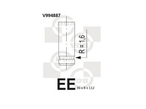 BGA V994887 išleidimo vožtuvas 
 Variklis -> Variklio uždegimo laiko reguliavimo kontrolė -> Vožtuvų eilė -> Vožtuvai/dalys
0949.A0, 0949A0, 99432837, 5001836573