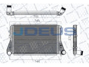 JDEUS 801M03A tarpinis suslėgto oro aušintuvas, kompresorius 
 Variklis -> Oro tiekimas -> Įkrovos agregatas (turbo/superįkrova) -> Tarpinis suslėgto oro aušintuvas
1K0145803AF, 1K0145803AS, 1K0145803BM