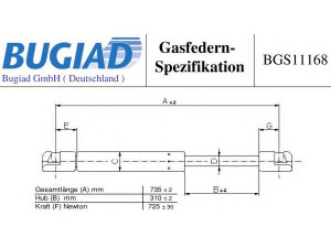 BUGIAD BGS11168 dujinė spyruoklė, bagažinė 
 Priedai -> Bagažinė/pakrovimo skyrius
0K53Y-62-620