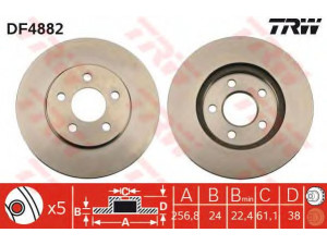 TRW DF4882 stabdžių diskas 
 Stabdžių sistema -> Diskinis stabdys -> Stabdžių diskas
04683259, 4683259