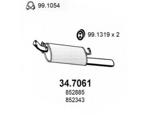 ASSO 34.7061 galinis duslintuvas 
 Išmetimo sistema -> Duslintuvas
852343, 852885, 854734, 90322246