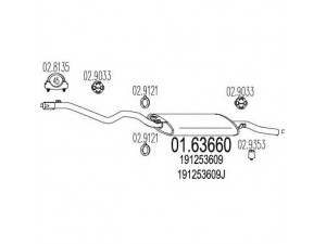 MTS 01.63660 galinis duslintuvas 
 Išmetimo sistema -> Duslintuvas
191253609, 191253609BG, 191253609BL