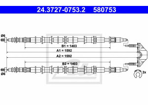 ATE 24.3727-0753.2 trosas, stovėjimo stabdys 
 Stabdžių sistema -> Valdymo svirtys/trosai
24465148, 5 22 528